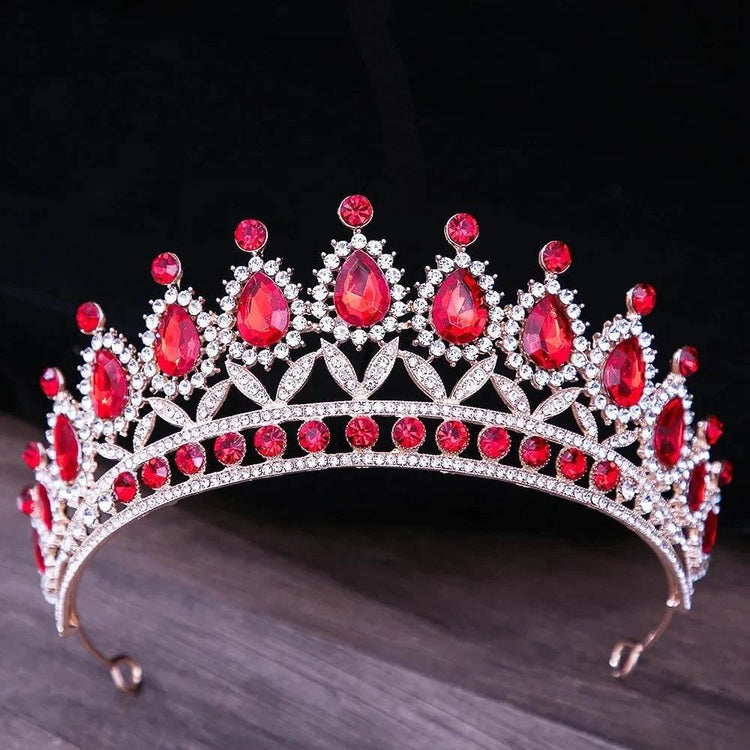 Baroque Blue Green Pink Opal Tiara Crowns Hair Jewelry Rhinestone Diadem Birthday Party Wedding Crystal Bridal Crown Accessories - GiFTiFY