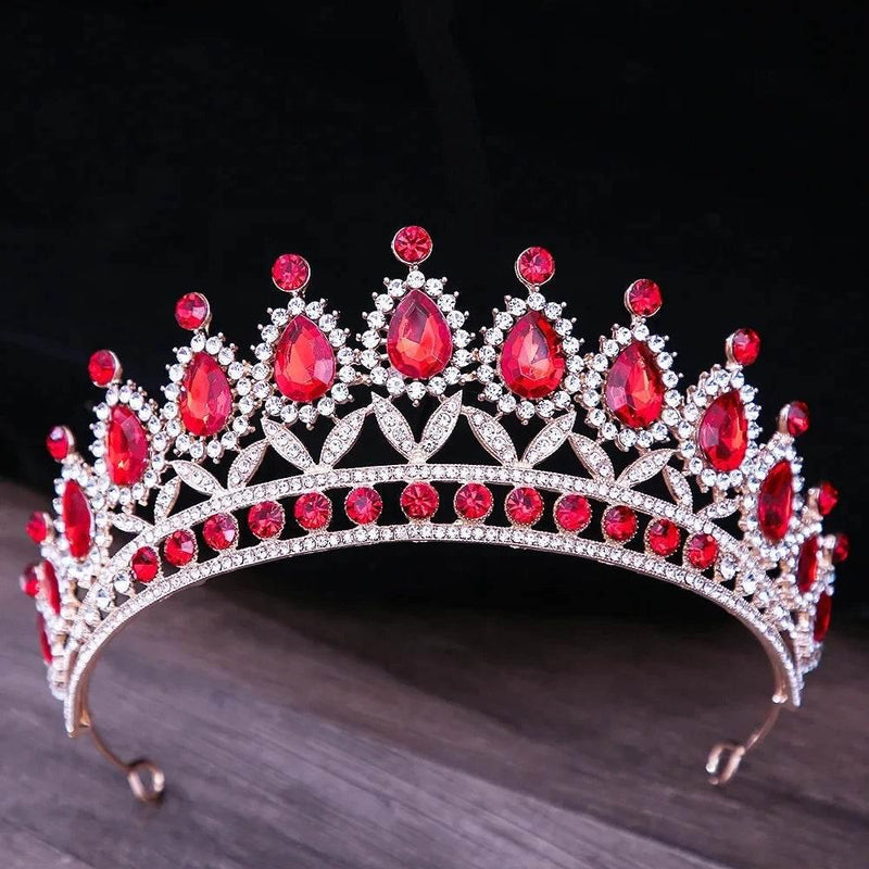 Baroque Blue Green Pink Opal Tiara Crowns Hair Jewelry Rhinestone Diadem Birthday Party Wedding Crystal Bridal Crown Accessories Tiaras by DSERS