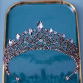 Baroque Bronze Purple Crystal Heart Bridal Tiaras Crown Rhinestone Pageant Diadem Veil Tiara Headbands Wedding Hair Accessories - GiFTiFY