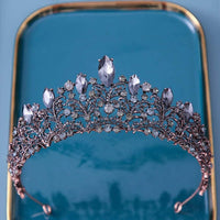 Baroque Bronze Purple Crystal Heart Bridal Tiaras Crown Rhinestone Pageant Diadem Veil Tiara