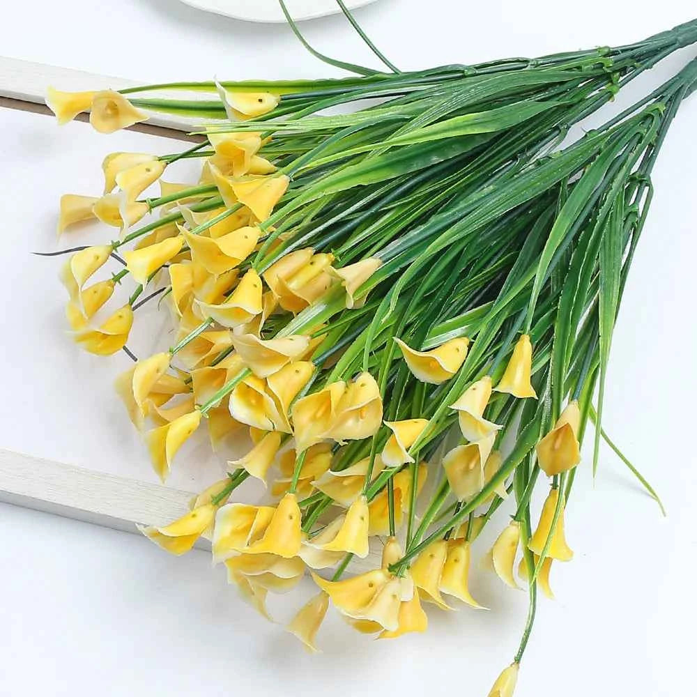 Artificial Calla Lily Bouquet 33cm Fake Flowers for Indoor Home Room Decor Garden Wedding Decora Outdoor Vase Flower Arrangement