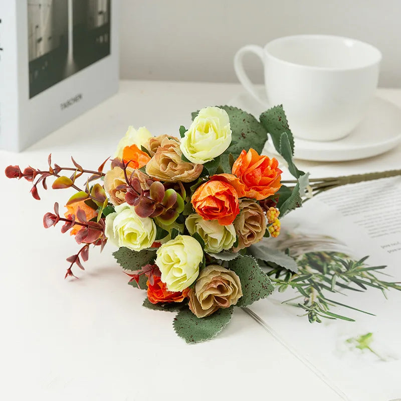 Rose Artificial Flowers Silk Flower with Stems Fake Flowers Bouquet Centerpiece for Party Table Floral Home Bridal Wedding Decor by DSERS