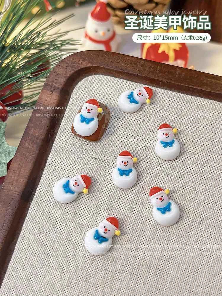 Christmas Series Nail Art Accessories 3D Resin Nail Charms Cute Bells Reindeer Snowman Cartoon Versatile Winter Nail Decorations