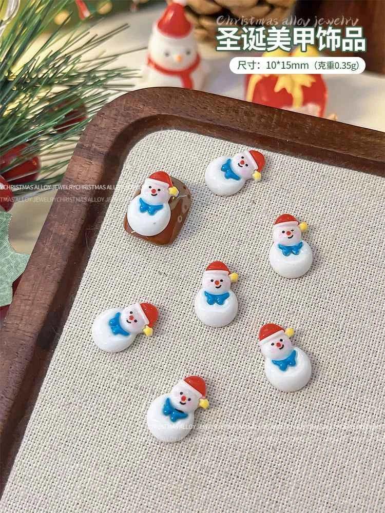 Christmas Series Nail Art Accessories 3D Resin Nail Charms Cute Bells Reindeer Snowman Cartoon Versatile Winter Nail Decorations by DSERS