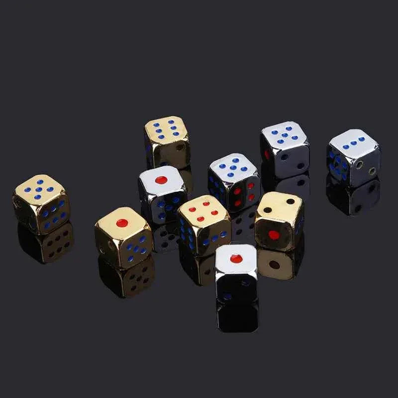 5PCS/1Set Creative Metal Dice Golden/Silver Funny Game Dice with Colorful Points Board Game Acessorios 13mm by DSERS