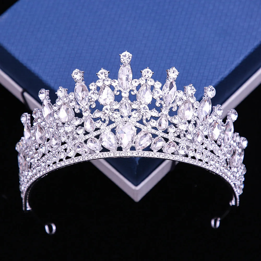 Baroque Pink Opal Crystal Bridal Crown Royal Queen Tiaras Rhinestone Pageant Prom Diadem Princess Wedding Crown Hair Accessories GiFTiFY