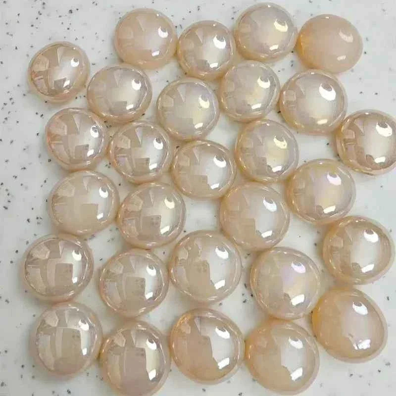 100g/3.52oz(Approx. 18-25pcs) Oblate Bead Glass Mosaic Tiles Colorful Round Mosaic Making Material Multi Diameter DIY Craft Tile