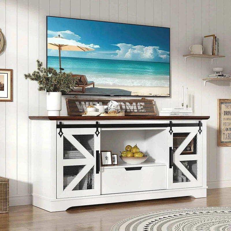 Modern TV Stand for TVs up to 60’’, Entertainment Center w/1 Drawer & 2 Storage Cabinets, Large Media Console Cabinet Modern TV Stand by DSERS