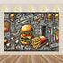 Quick Food Theme Birthday Party Decoration Hamburger French Fries Pizza Background Banner Photography Backdrop Supplies Kid Gift - GiFTiFY