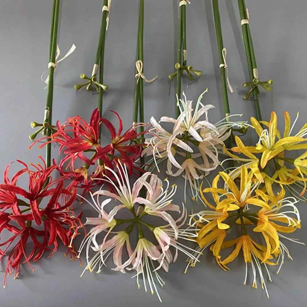 60cm Artificial Higanbana Flower Branch Handmade Plastic Silk Equinox Flower Real Touch Beautiful Fake Flower