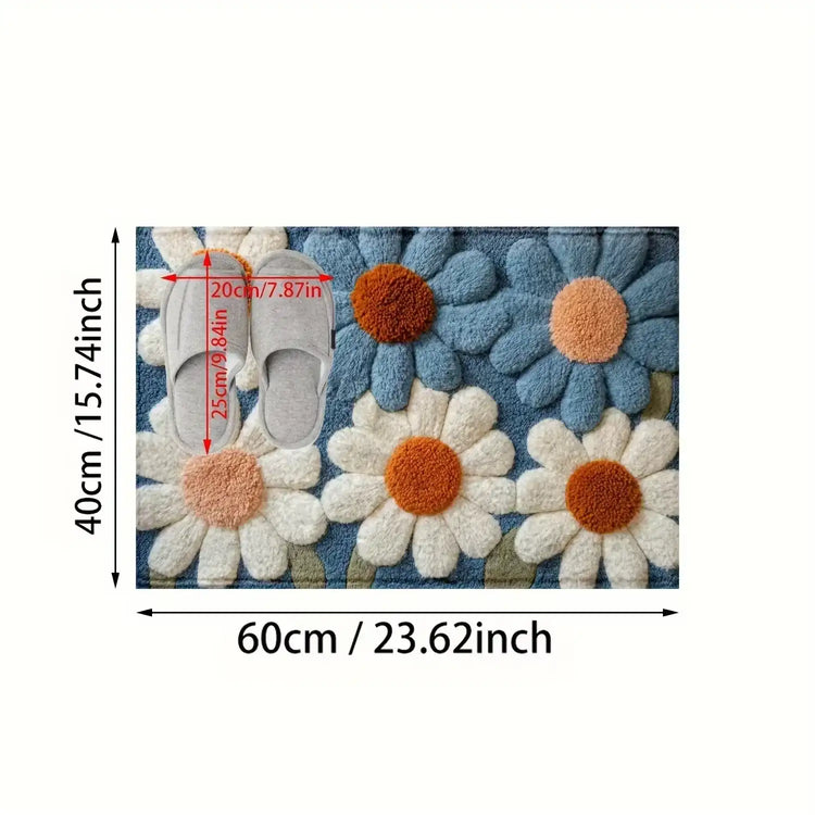 VIKAMA Daisy Pattern Carpet Doormat Non-slip Laundry Room Rug For Bedroom Floor Mat Home Decor Bedside Rugs Outdoor Carpet Bath Mat by DSERS