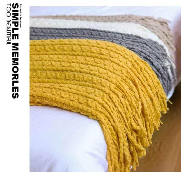 Bohemian Couch Blanket Large Knitted Tassel Throw for Bed Chair Sofa Couch Cover All-Season Blankets Home Decor Soft Comfortable - GiFTiFY