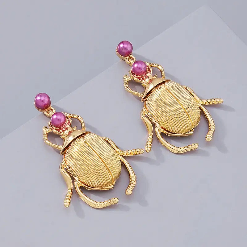 Bohemia Earrings For Women Metal Gold-Plated Beatles Personality Vintage Trend Jewelry Cute Insects Diamonds Trending