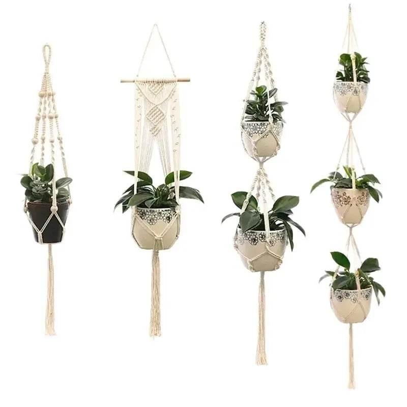 Hanging Plant Handmade Macrame Plant Hanger Flower Pot Planter Hanger Wall Decor Courtyard Garden Hanging Planter Hanging Basket - GiFTiFY