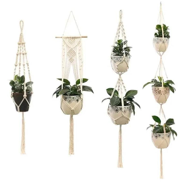 Hanging Plant Handmade Macrame Plant Hanger Flower Pot Planter Hanger Wall Decor Courtyard Garden Hanging Planter Hanging Basket - GiFTiFY