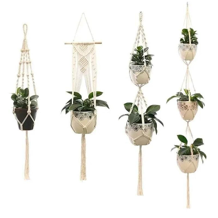 Hanging Plant Handmade Macrame Plant Hanger Flower Pot Planter Hanger Wall Decor Courtyard Garden Hanging Planter Hanging Basket - GiFTiFY