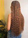 Boho Knotless Braided Wigs Synthetic Full Lace Braids With Curly Hair Ends Goddess Ombre Blonde Box Braided Wigs With Baby Hair GiFTiFY