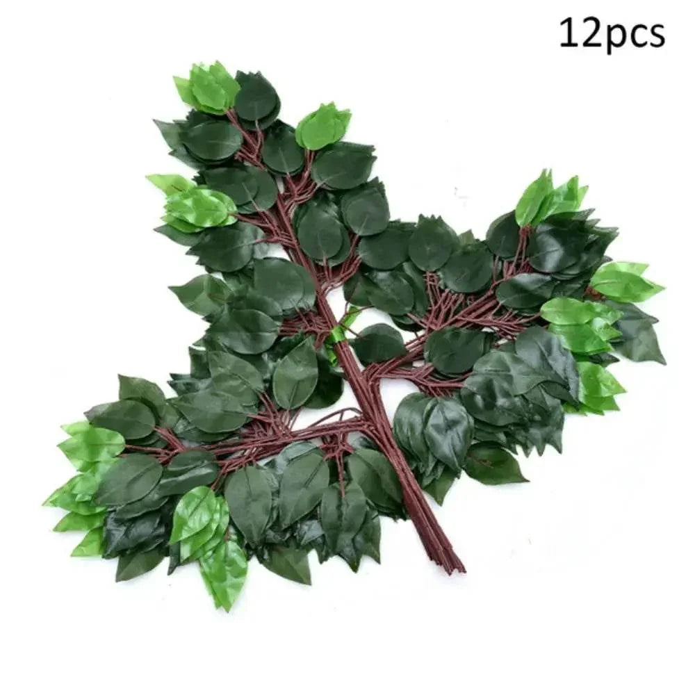 12pcs/Lot Artificial Leaf Fake Flower Decoration Home Wedding Party Scene layout DIY Simulation Plant Ficus Leaves Decor Acces - GiFTiFY
