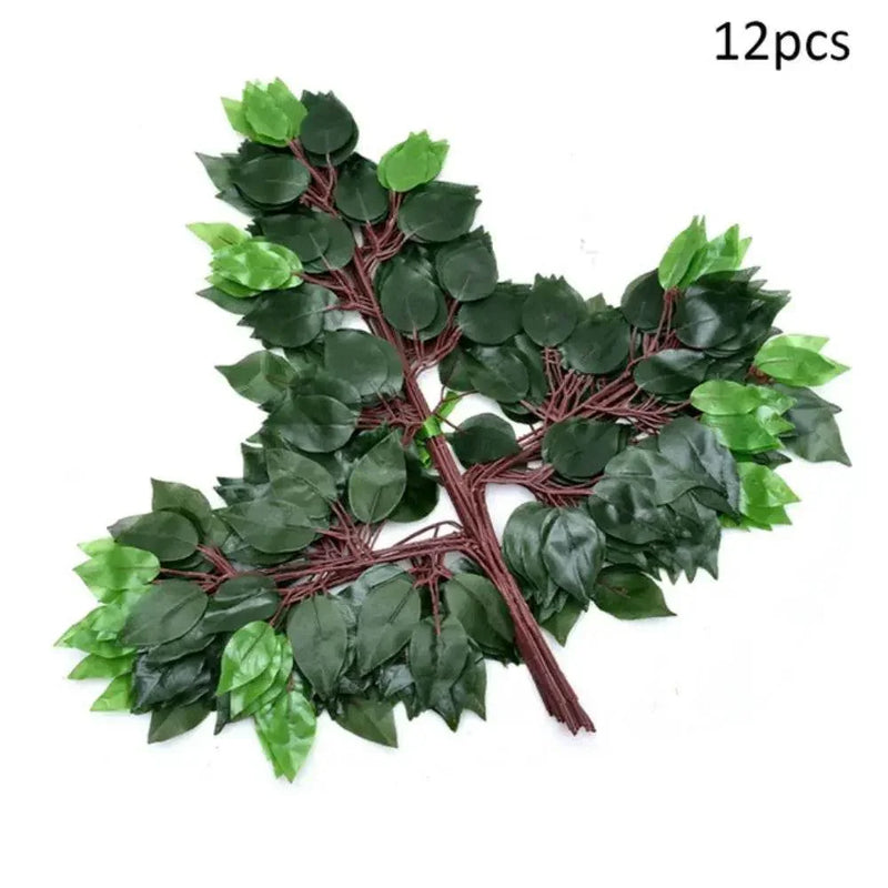 12pcs/Lot Artificial Leaf Fake Flower Decoration Home Wedding Party Scene layout DIY Simulation Plant Ficus Leaves Decor Acces by DSERS