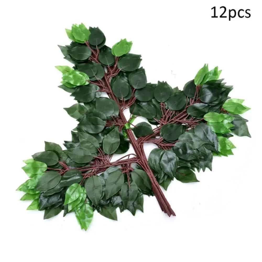 12pcs/Lot Artificial Leaf Fake Flower Decoration Home Wedding Party Scene layout DIY Simulation Plant Ficus Leaves Decor Acces by DSERS