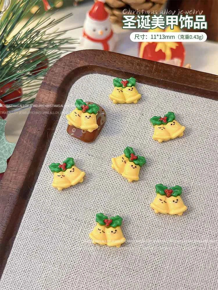 Christmas Series Nail Art Accessories 3D Resin Nail Charms Cute Bells Reindeer Snowman Cartoon Versatile Winter Nail Decorations