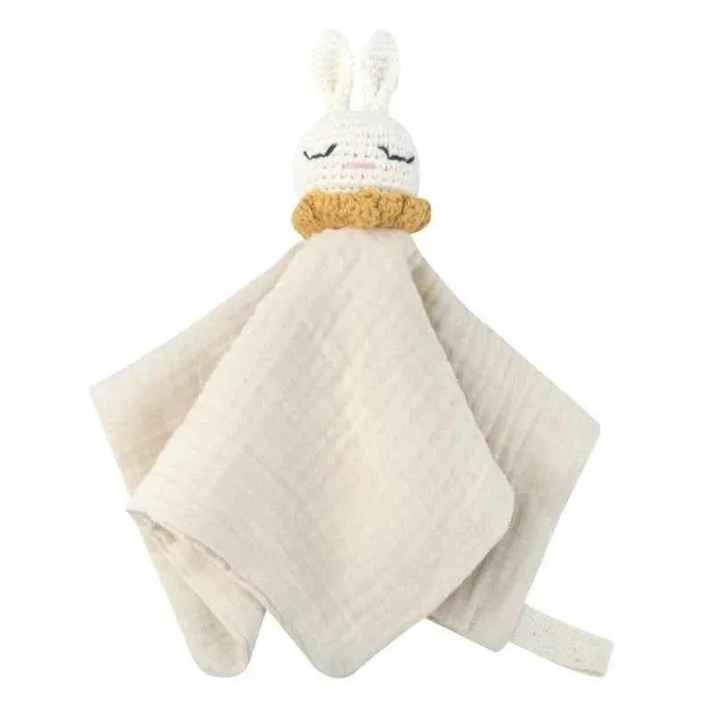Infant Baby Appease Comforting Towel Crochet Rabbit Burp Cloth Sleep Soothing Doll Toy Pacify Soother Bib for Toddlers A2UB - GiFTiFY