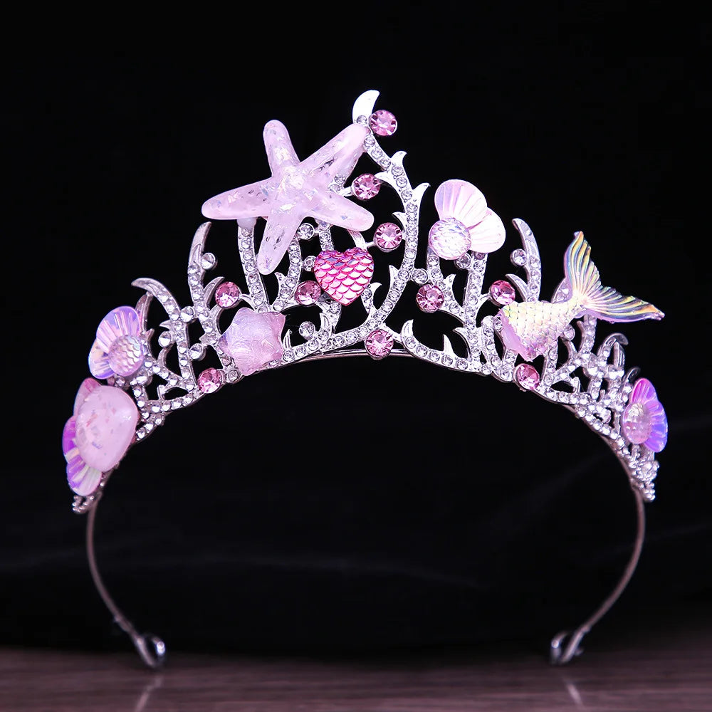 New Mermaid Crown Diadem Halloween Ocean Style Costume Seashell Starfish Hair Accessories for Women Girls Birthday Party Tiaras GiFTiFY