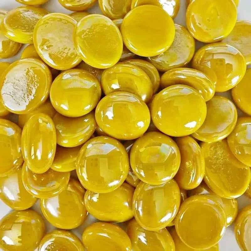 100g/3.52oz(Approx. 18-25pcs) Oblate Bead Glass Mosaic Tiles Colorful Round Mosaic Making Material Multi Diameter DIY Craft Tile