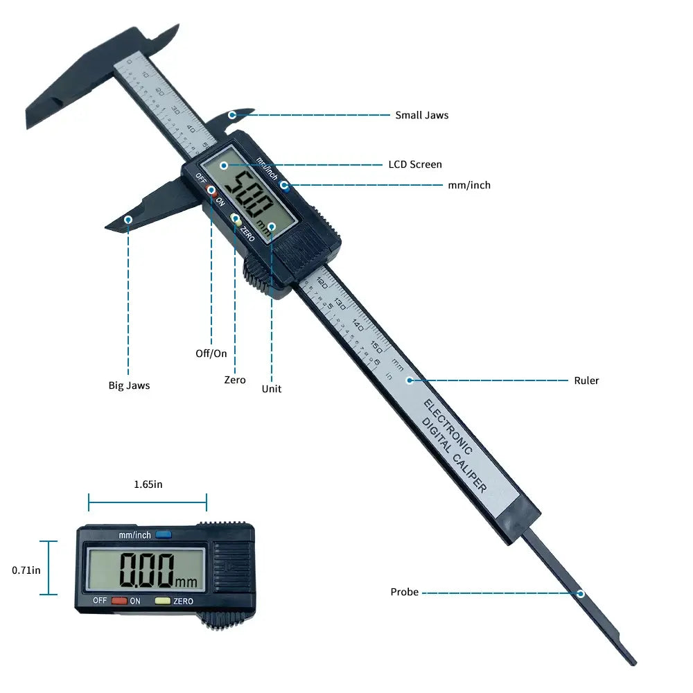 Electronic Digital Caliper with Jaws