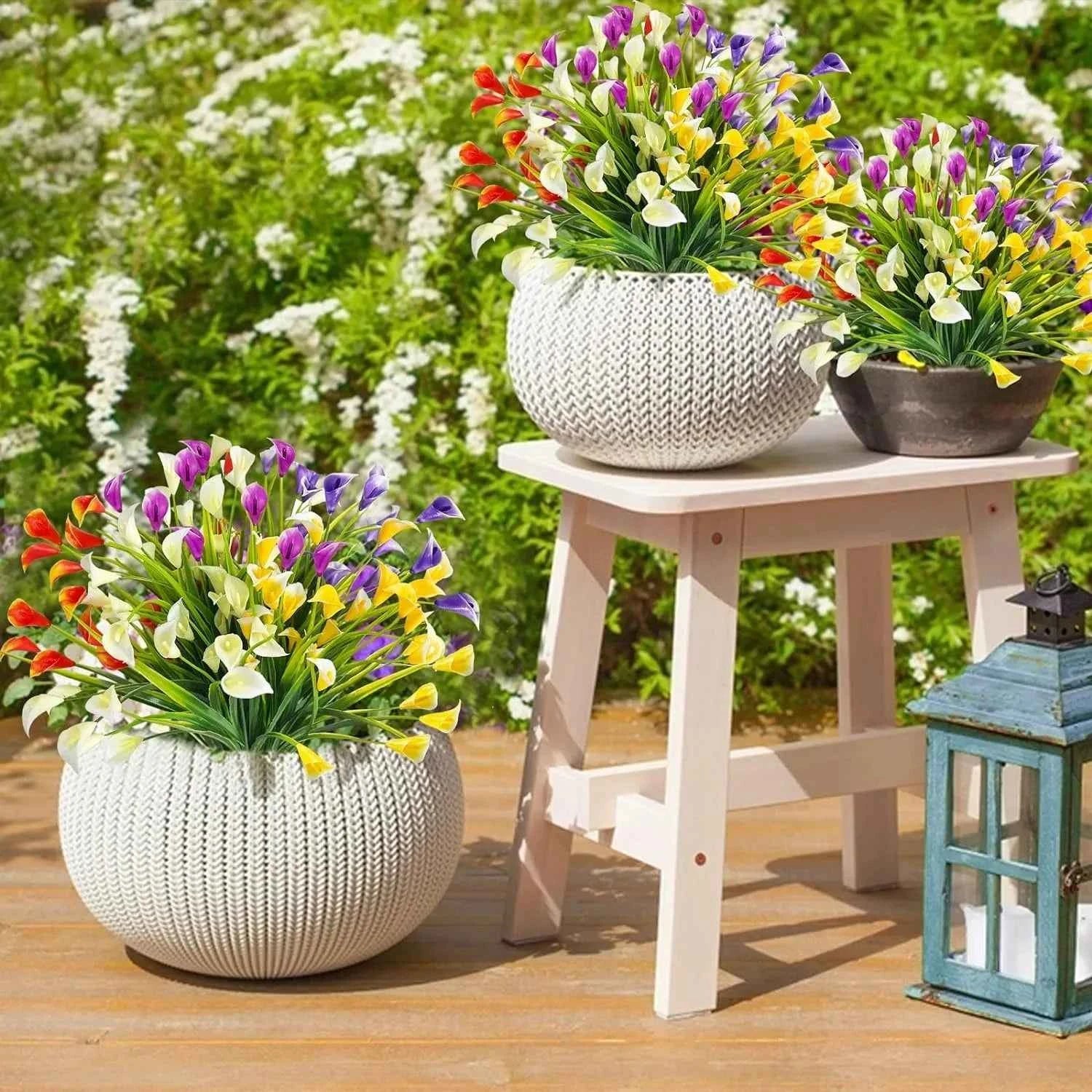 Artificial Calla Lily Bouquet 33cm Fake Flowers for Indoor Home Room Decor Garden Wedding Decora Outdoor Vase Flower Arrangement