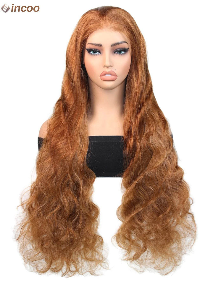 Colored Ginger Blonde 9X6 Glueless Lace Front Human Hair Wig Ready To Go&Wear Glueless Body Wave Lace Wig Burgundy Straight Wigs - GiFTiFY