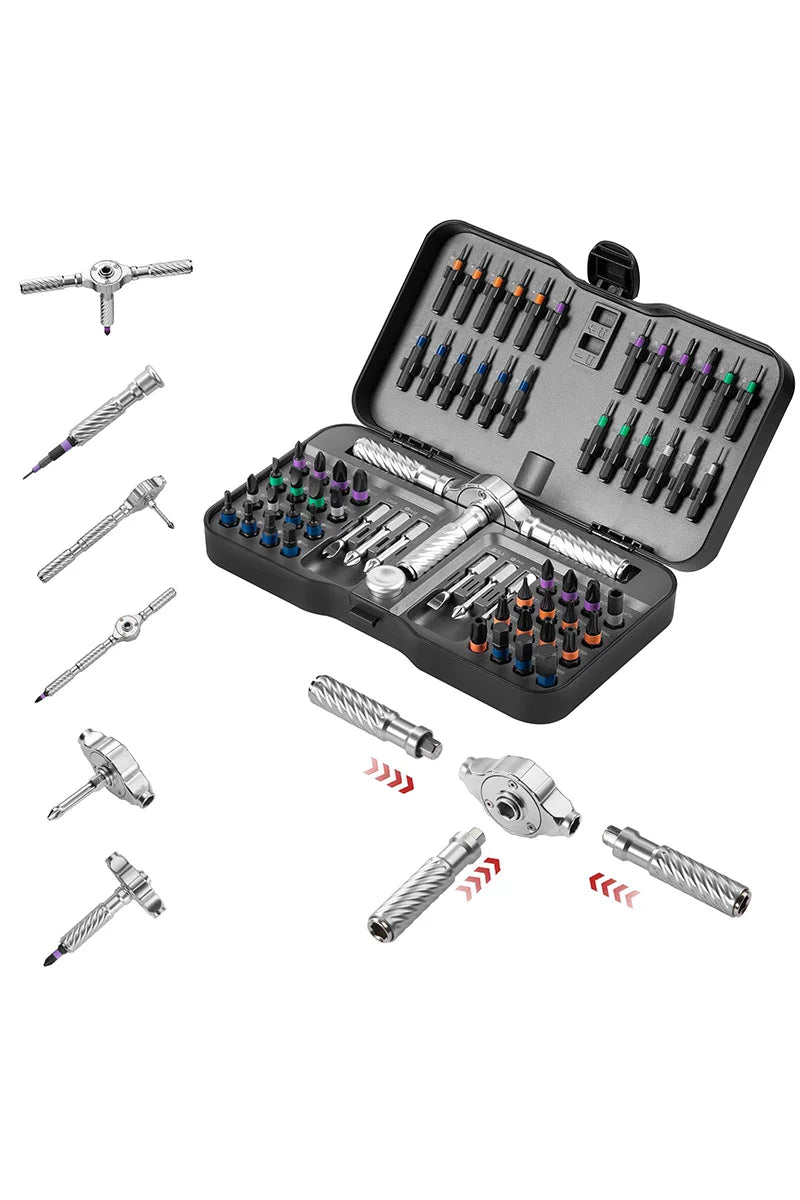 VMAN Precision 66in1 magnetic ratchet screwdriver set Detachable T - handle magneticizer Fix furniture, electronics & glasses DSERS