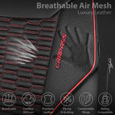 3D Foam Mesh Leather Car Seat Covers Full Set, Breathable Faux Leather, Universal Fit for SUV Truck Sedan, Armrest & Airbag Compatible, Black Red GiFiFY