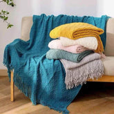 Bohemian Couch Blanket Large Knitted Tassel Throw for Bed Chair Sofa Couch Cover All-Season Blankets Home Decor Soft Comfortable - GiFTiFY