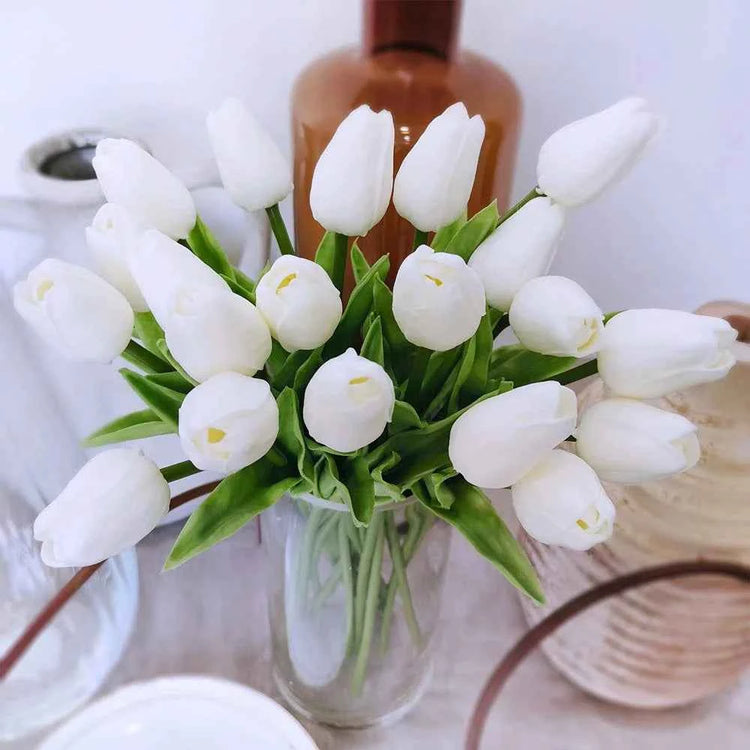 5 Pieces Tulips Artificial Flowers Bunch Home Decor Real Touch Tulip Flowers for Decoration Wedding Bridal Bouquet Fake Flowers