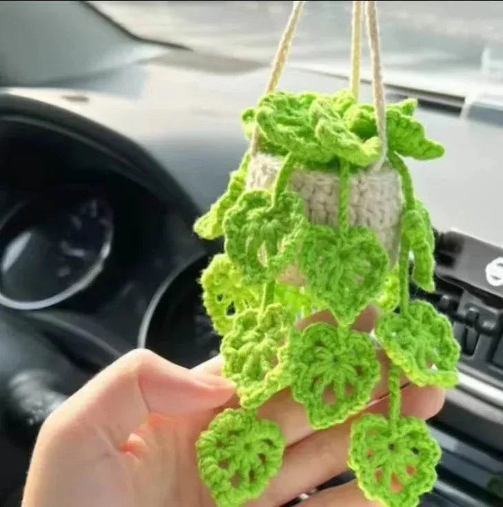 Handmade Crochet Car Styling Plants Succulent Car Plant Ornamentos Decoration Interior Accersories Cute Gift for Women by DSERS