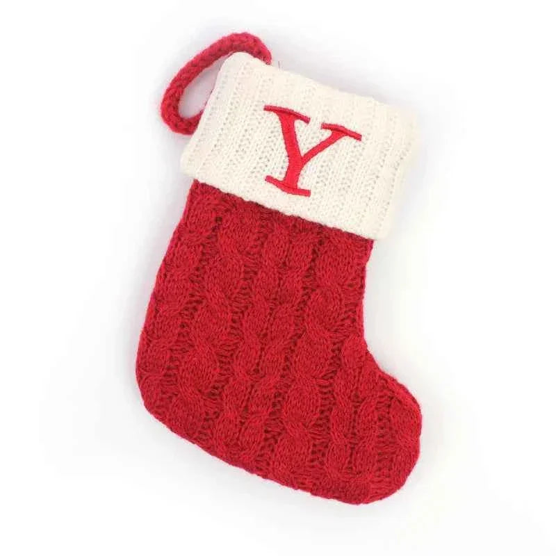 navidad Christmas Boots Letters Christmas Stocking New Knitting Christmas Tree Pendant Decorations SnowflakeChristmas Socks