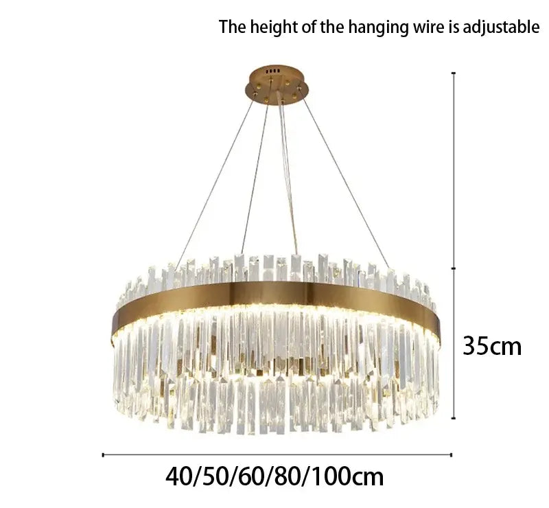 Gold Dia 80cm Crystal Ceiling Pendant Luxury Modest Crystal Chandelier Round Crystal Chandelier