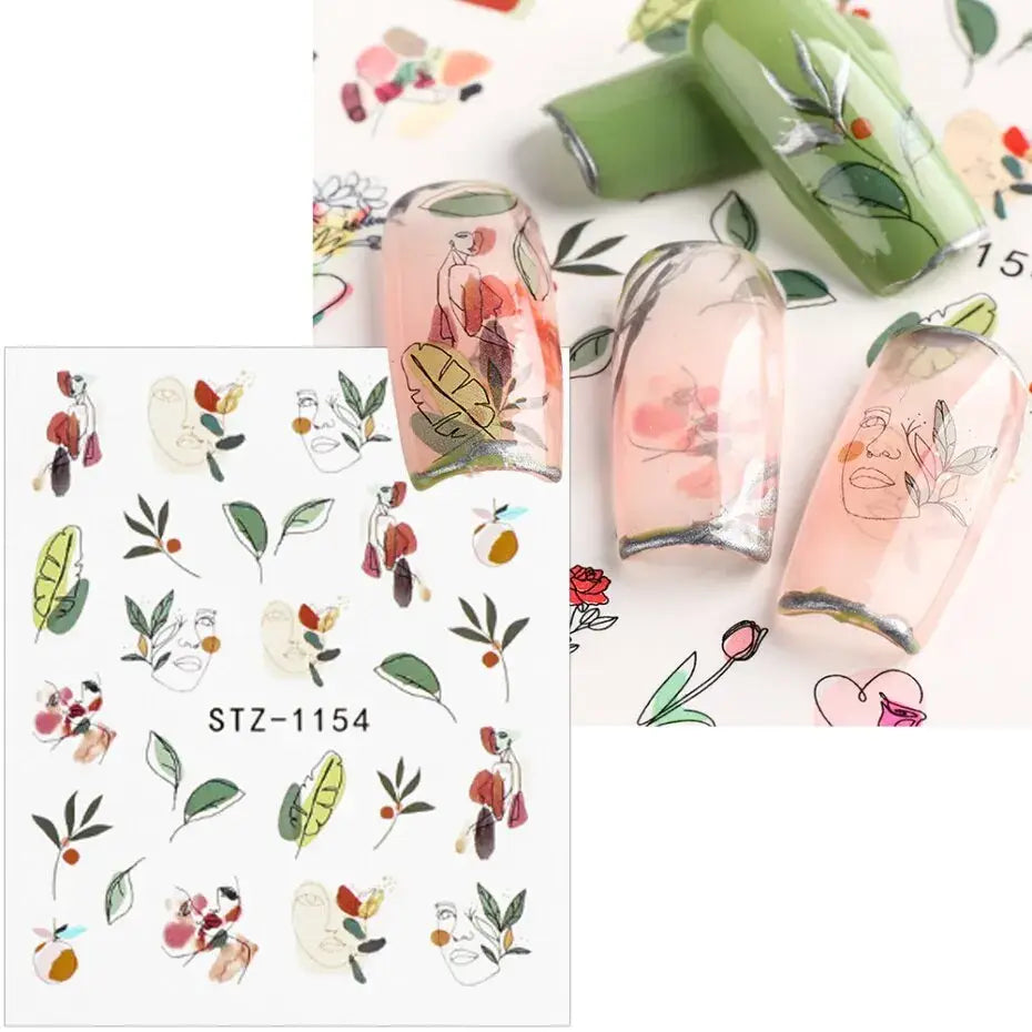 Spring Flower Leaf Nail Decals