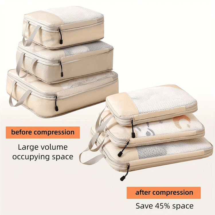 3-piece travel compression packing cube, travel bag luggage organizer travel essentials carry-on luggage compression cube GiFiFY