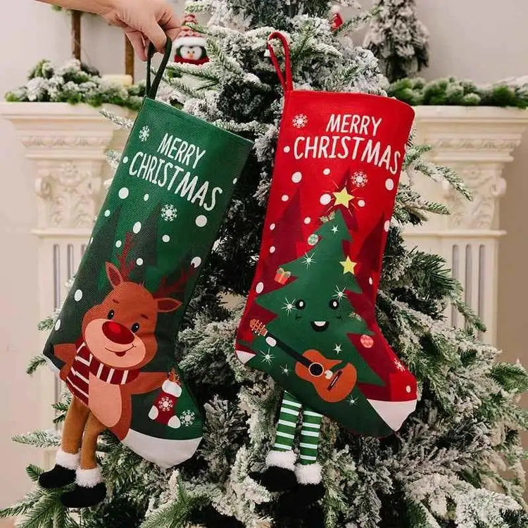 Christmas Stocking Large Stockings Santa Snowman Candy Gift Socks Tree Ornament Decorations for Family Holiday Xmas Party Decor by DSERS