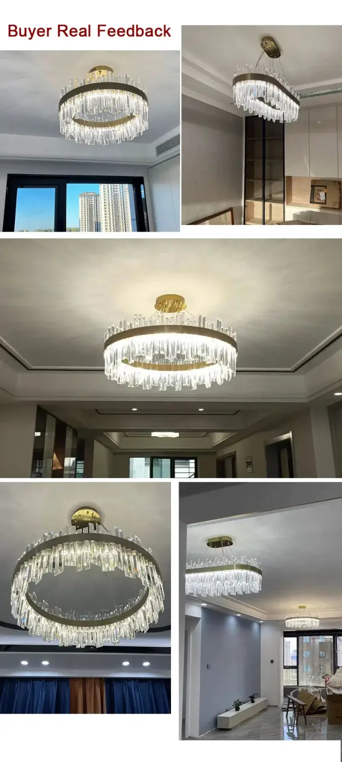 Gold Dia 80cm Crystal Ceiling Pendant Luxury Modest Crystal Chandelier Round Crystal Chandelier