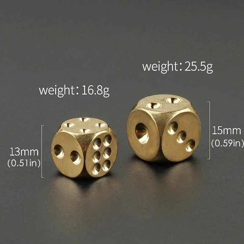 2pcs/lot Copper Dice Brass Dice Sieve Creative Mahjong Dice Bar Tool Outdoor Small Toy 13mm/15mm by DSERS