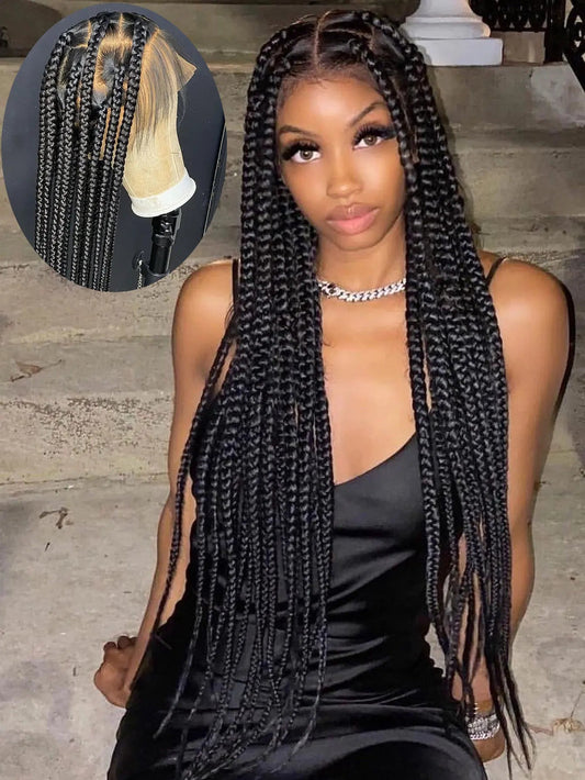 Synthetic Jumbo Cornrow Braided Wig Long 36'' Full Lace Front Braids Knotless Box Braided Wigs For Black Women Blonde Braid Wigs GiFTiFY