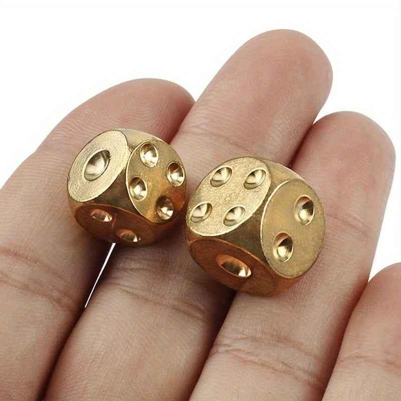 2pcs/lot Copper Dice Brass Dice Sieve Creative Mahjong Dice Bar Tool Outdoor Small Toy 13mm/15mm by DSERS