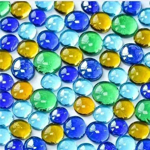 100g/3.52oz(Approx. 18-25pcs) Oblate Bead Glass Mosaic Tiles Colorful Round Mosaic Making Material Multi Diameter DIY Craft Tile