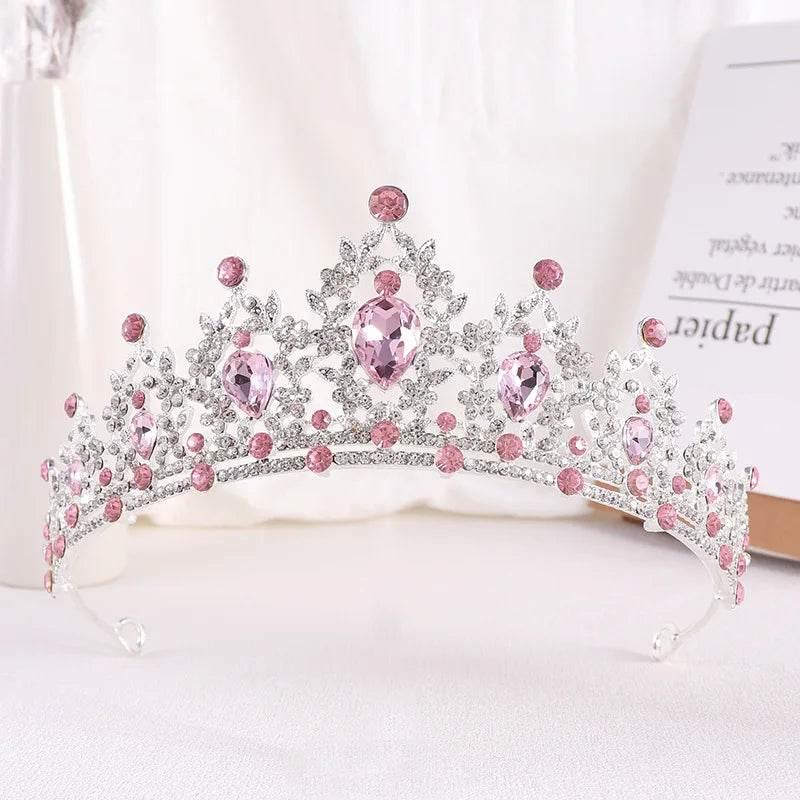 Baroque Gold Color Champagne Crystal Heart Bridal Tiara Crown Rhinestone Pageant Diadem Veil Tiara Headband Wedding Hair Jewelry Tiaras by DSERS