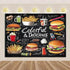 Quick Food Theme Birthday Party Decoration Hamburger French Fries Pizza Background Banner Photography Backdrop Supplies Kid Gift - GiFTiFY