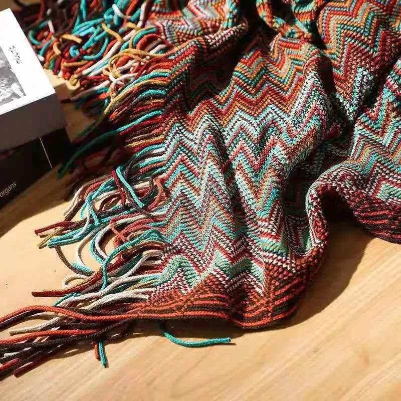 Bohemian Couch Blanket Large Knitted Tassel Throw for Bed Chair Sofa Couch Cover All-Season Blankets Home Decor Soft Comfortable - GiFTiFY