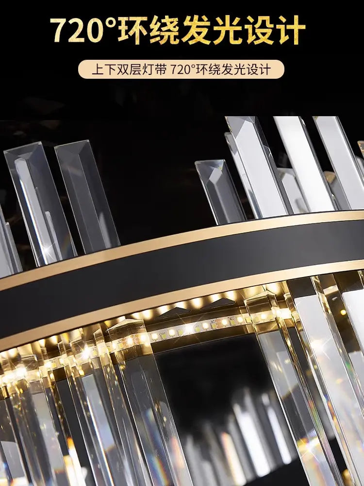 Gold Dia 80cm Crystal Ceiling Pendant Luxury Modest Crystal Chandelier Round Crystal Chandelier